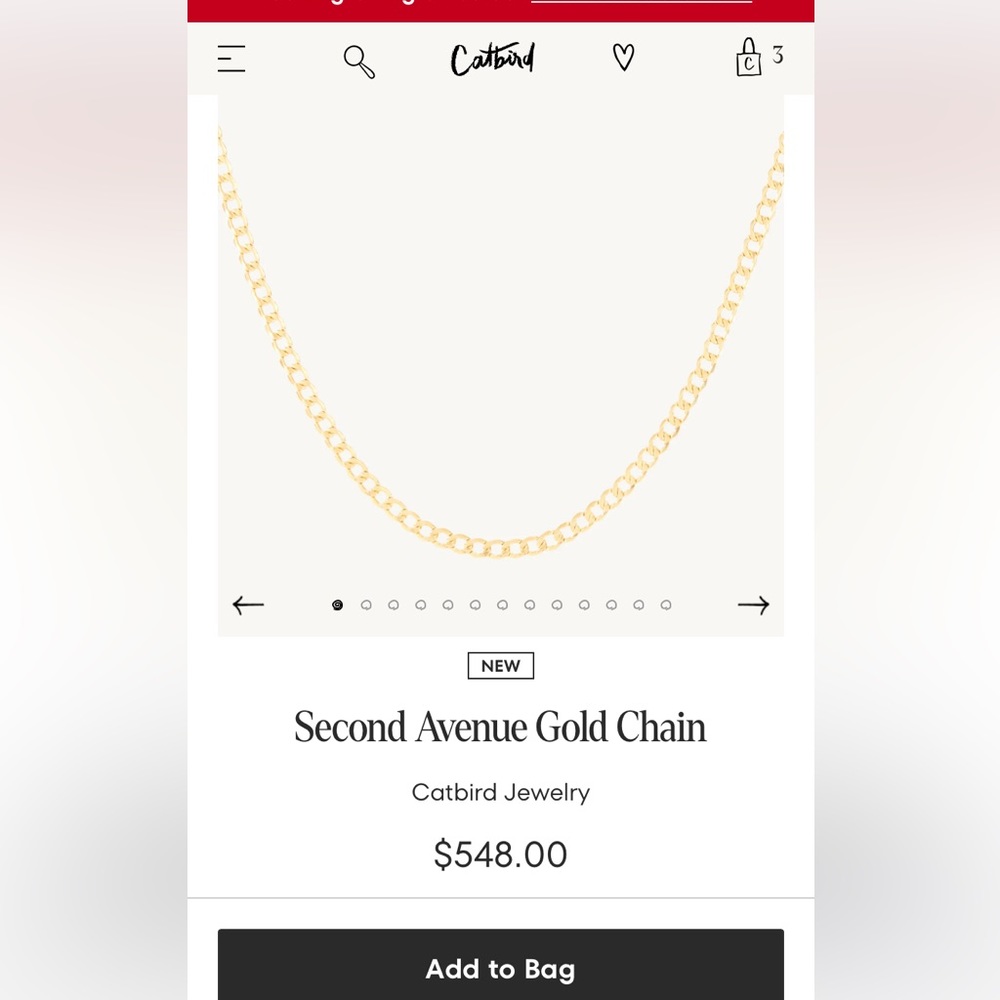 Catbird second Ave gold chain- pristine condition
